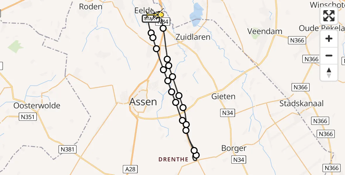Routekaart van de vlucht: Lifeliner 4 naar Groningen Airport Eelde