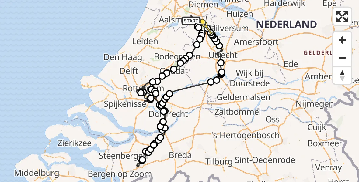 Routekaart van de vlucht: Politieheli naar Loenersloot