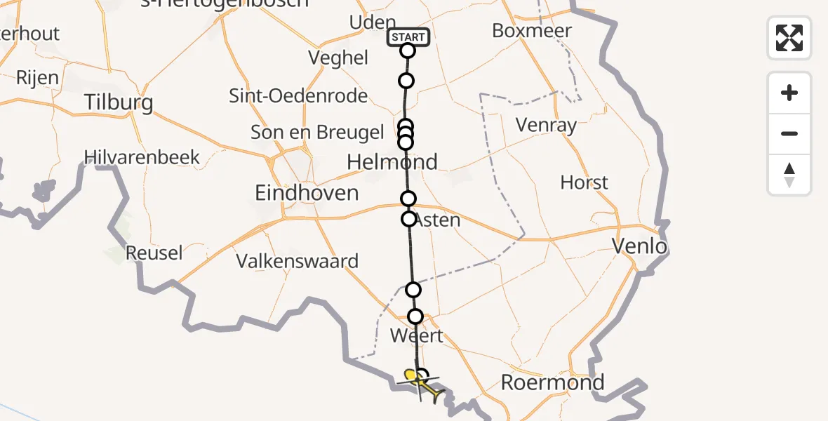 Routekaart van de vlucht: Lifeliner 3 naar Stramproy