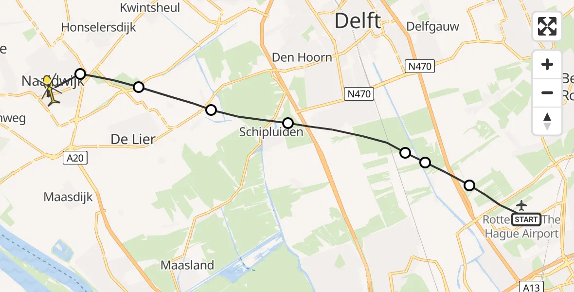 Routekaart van de vlucht: Lifeliner 2 naar Naaldwijk