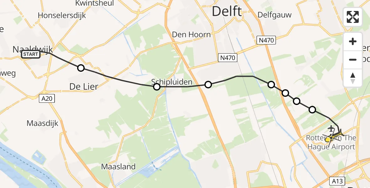 Routekaart van de vlucht: Lifeliner 2 naar Rotterdam The Hague Airport