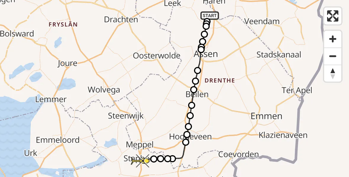 Routekaart van de vlucht: Lifeliner 4 naar Staphorst