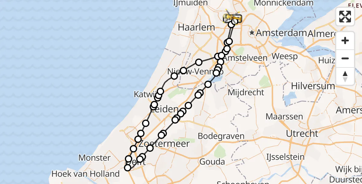 Vluchtroute Traumahelikopter Amsterdam Heliport - Amsterdam Heliport, 26 juli 2023, 19:41
