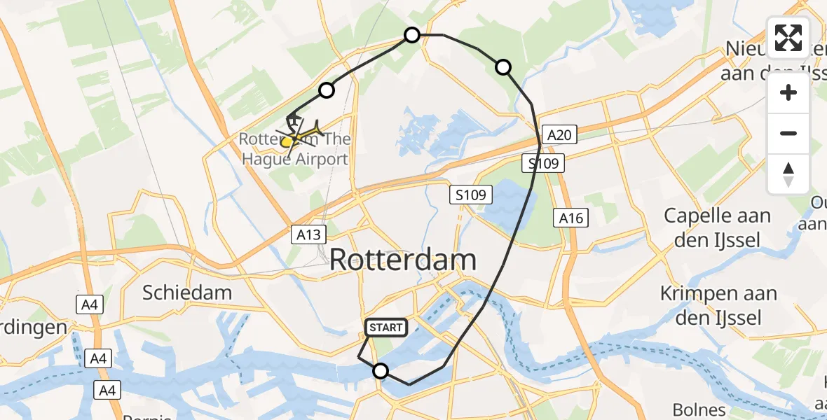 Routekaart van de vlucht: Lifeliner 2 naar Rotterdam The Hague Airport