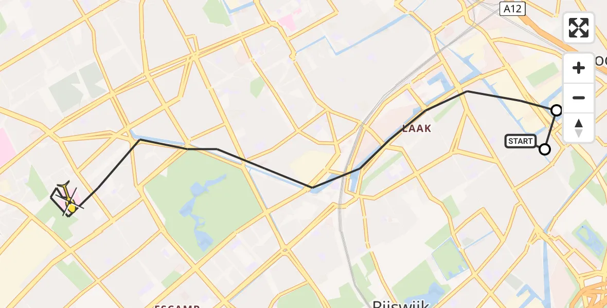 Routekaart van de vlucht: Lifeliner 2 naar Den Haag