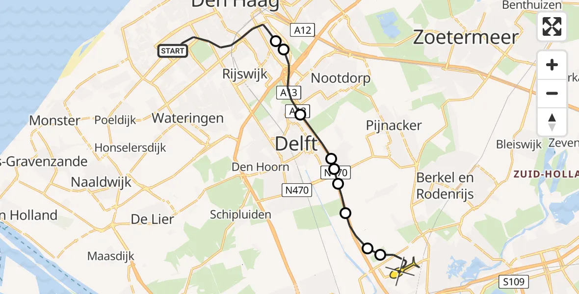 Routekaart van de vlucht: Lifeliner 2 naar Rotterdam The Hague Airport