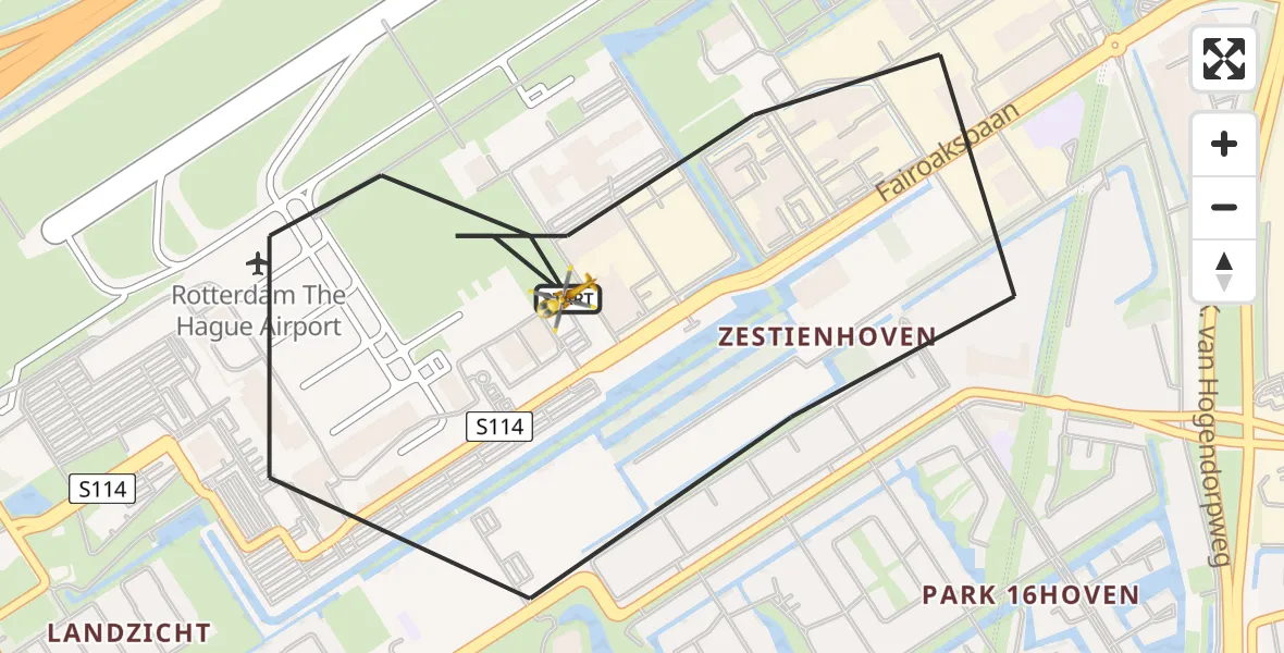 Vluchtroute Traumahelikopter Rotterdam The Hague Airport - Rotterdam The Hague Airport, 27 juli 2023, 05:59