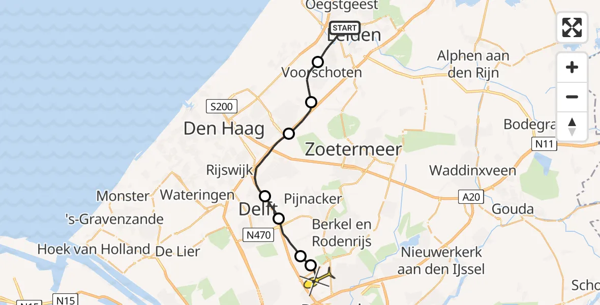 Routekaart van de vlucht: Lifeliner 2 naar Rotterdam The Hague Airport