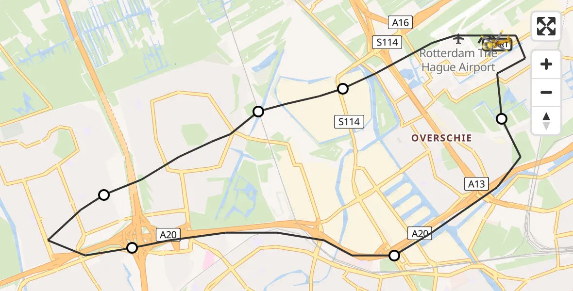 Vluchtroute Traumahelikopter Rotterdam The Hague Airport - Rotterdam The Hague Airport, 27 juli 2023, 11:13