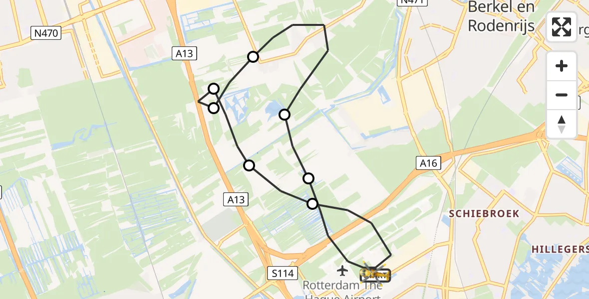 Vluchtroute Traumahelikopter Rotterdam The Hague Airport - Rotterdam The Hague Airport, 27 juli 2023, 11:41