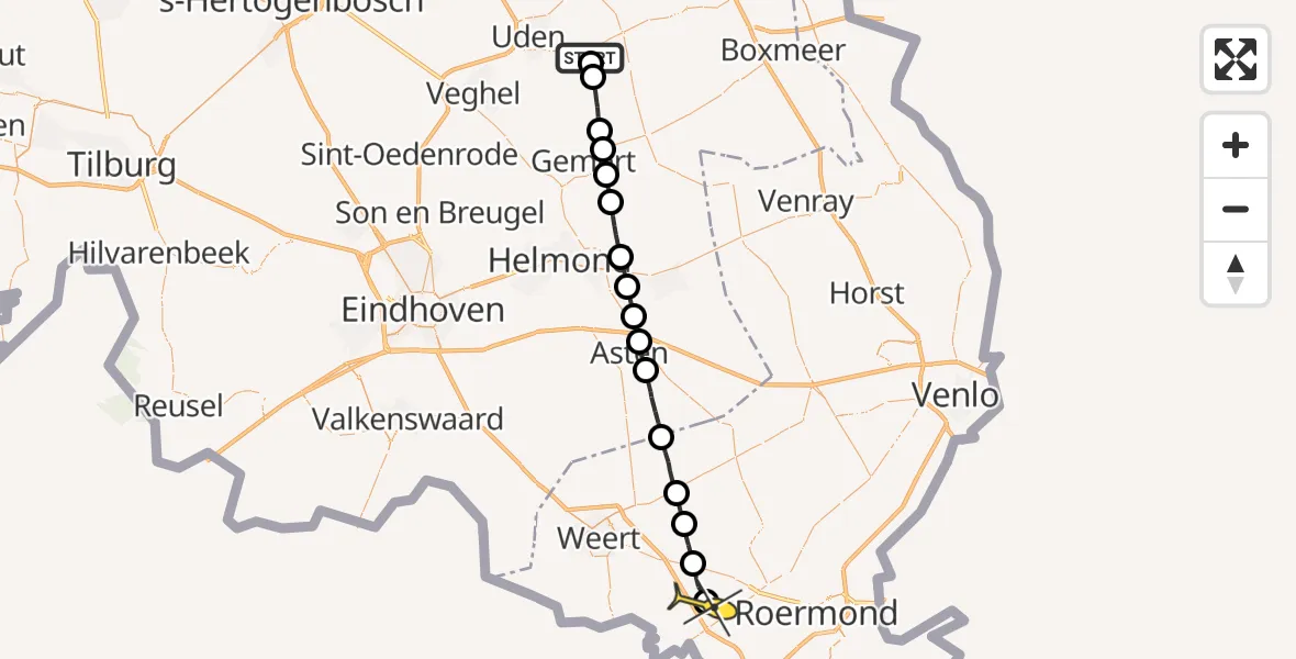 Routekaart van de vlucht: Lifeliner 3 naar Grathem