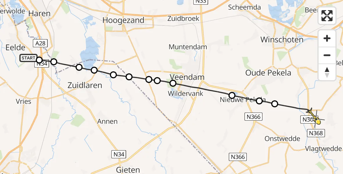 Routekaart van de vlucht: Lifeliner 4 naar Wedde