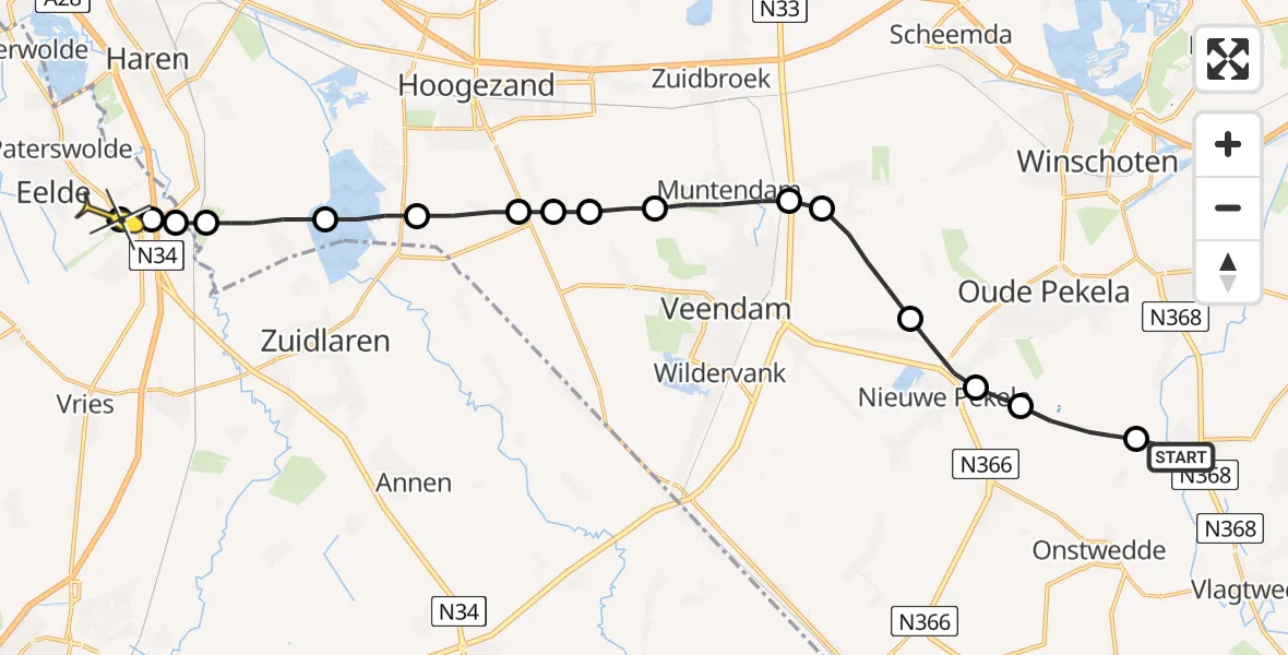 Routekaart van de vlucht: Lifeliner 4 naar Groningen Airport Eelde