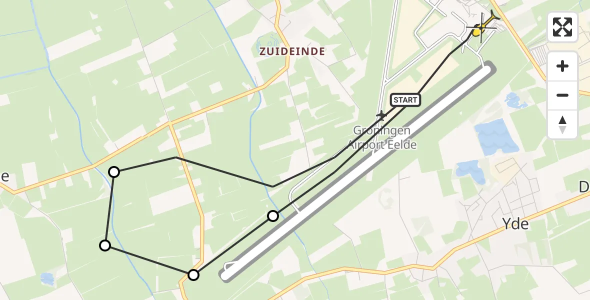 Routekaart van de vlucht: Lifeliner 4 naar Groningen Airport Eelde