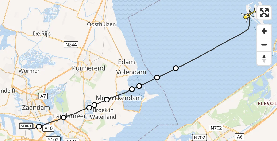 Routekaart van de vlucht: Lifeliner 1 naar Lelystad