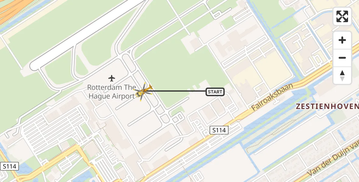 Vluchtroute Traumahelikopter Rotterdam The Hague Airport - Rotterdam The Hague Airport, 28 juli 2023, 05:42