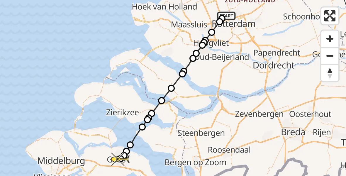 Routekaart van de vlucht: Lifeliner 2 naar Kloetinge