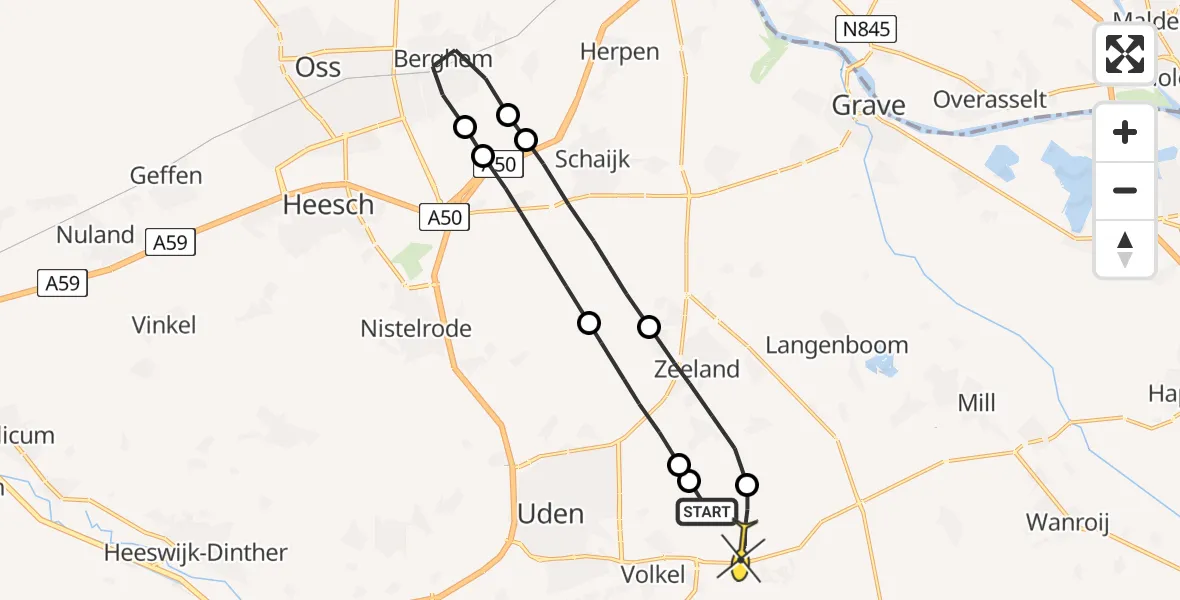 Routekaart van de vlucht: Lifeliner 3 naar Vliegbasis Volkel