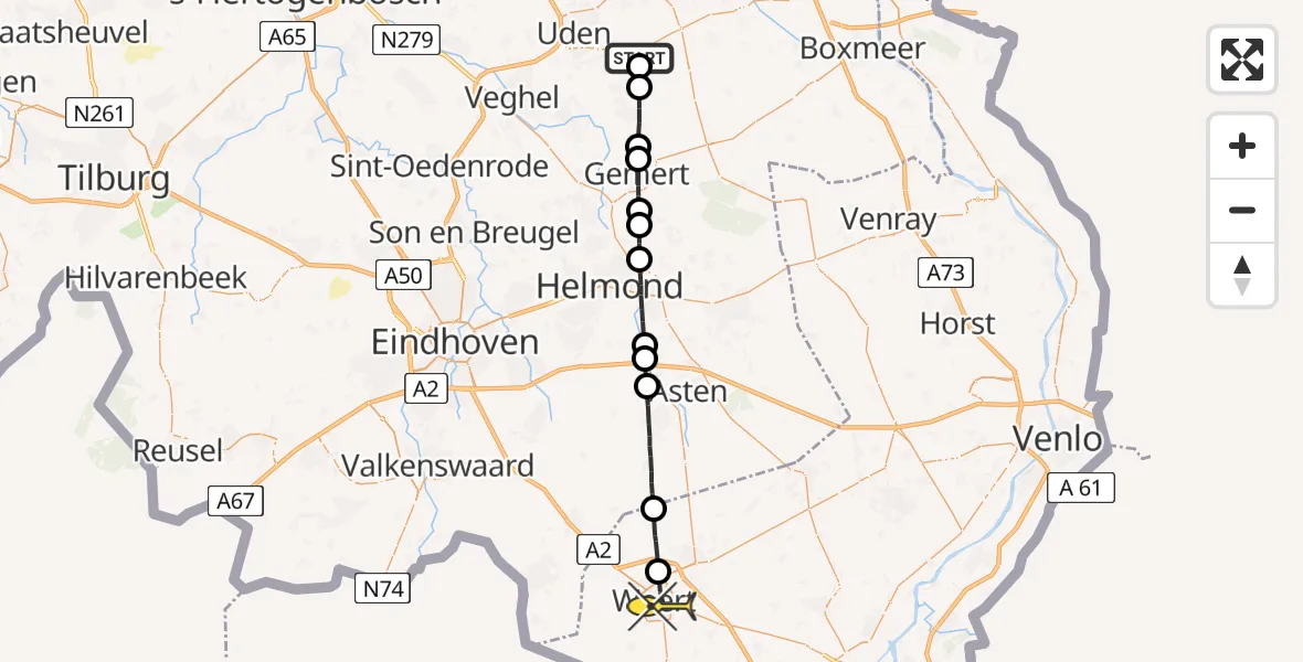 Routekaart van de vlucht: Lifeliner 3 naar Weert