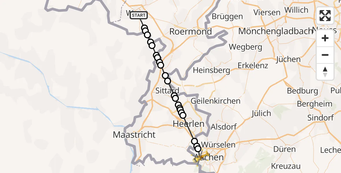 Vluchtroute Traumahelikopter Weert - , 28 juli 2023, 10:36
