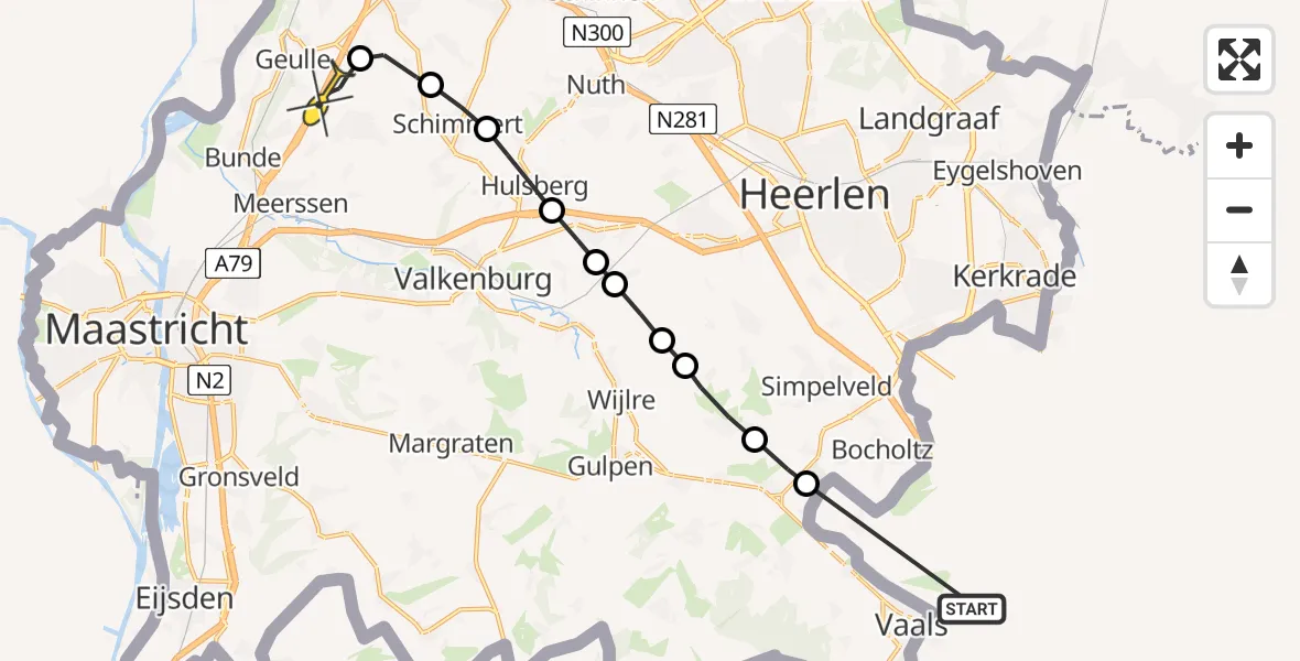 Routekaart van de vlucht: Lifeliner 3 naar Maastricht Aachen Airport