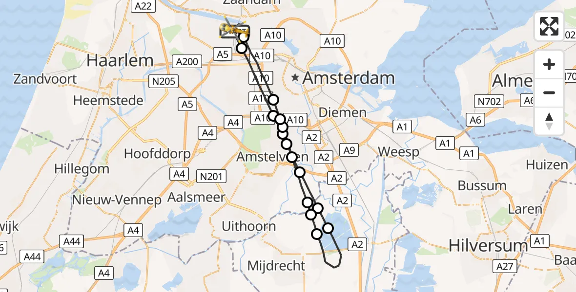 Vluchtroute Traumahelikopter Amsterdam Heliport - Amsterdam Heliport, 28 juli 2023, 12:07