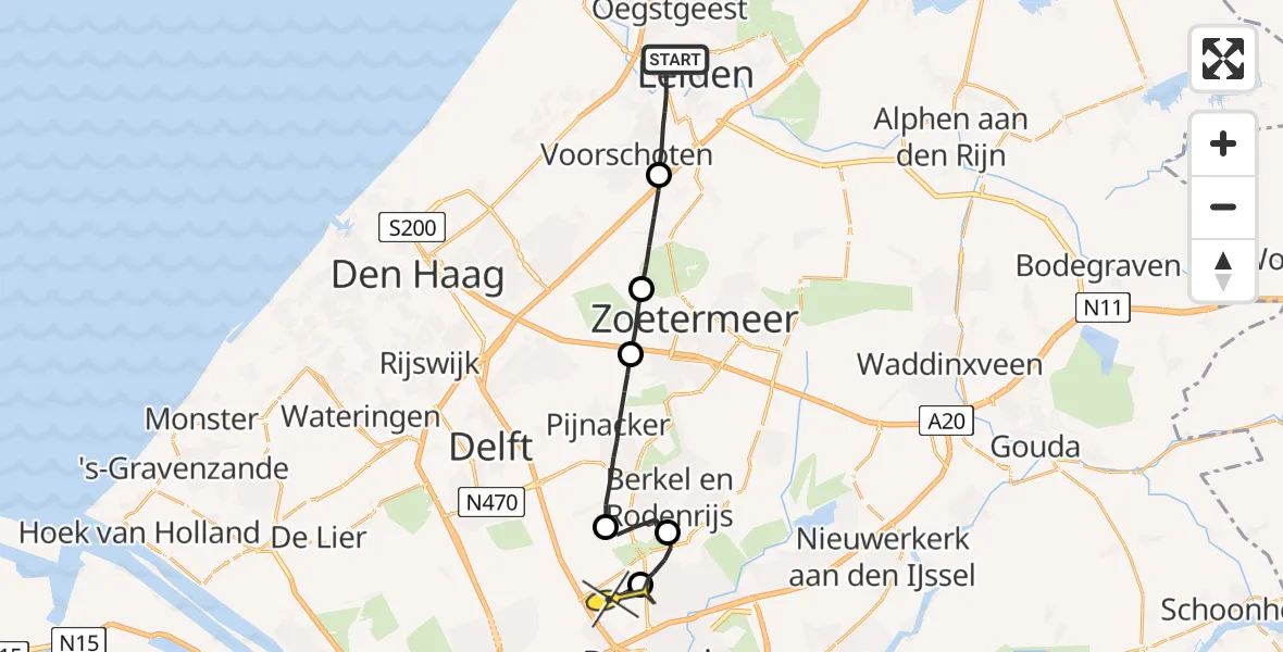 Routekaart van de vlucht: Lifeliner 2 naar Rotterdam The Hague Airport