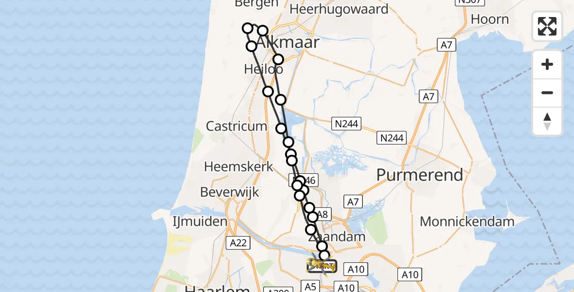 Vluchtroute Traumahelikopter Amsterdam Heliport - Amsterdam Heliport, 28 juli 2023, 16:00