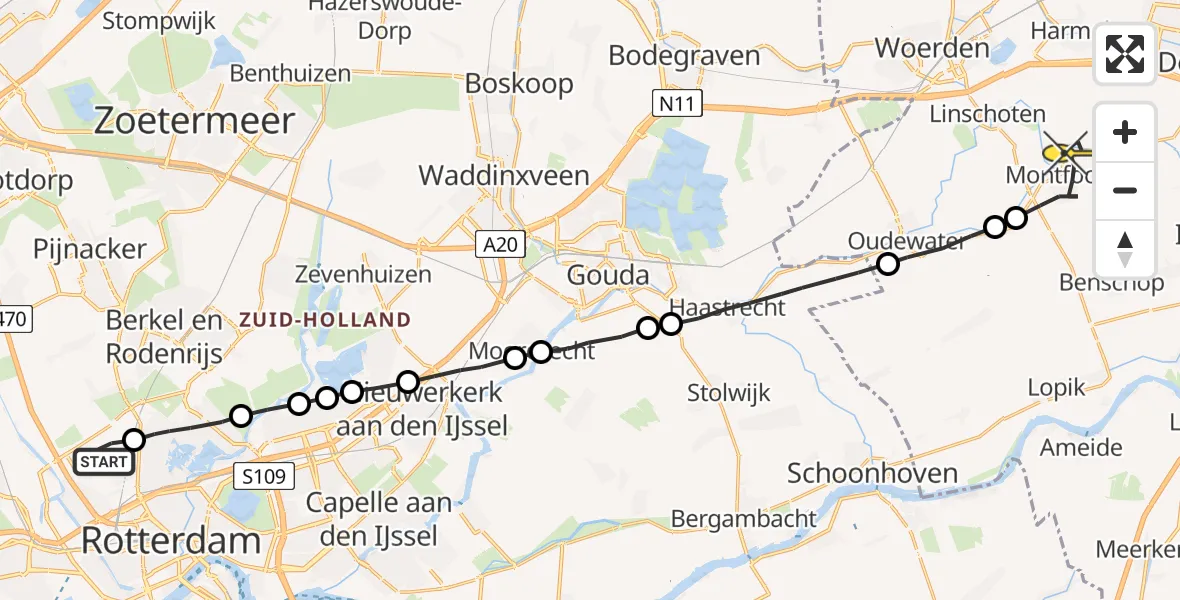 Routekaart van de vlucht: Lifeliner 2 naar Montfoort