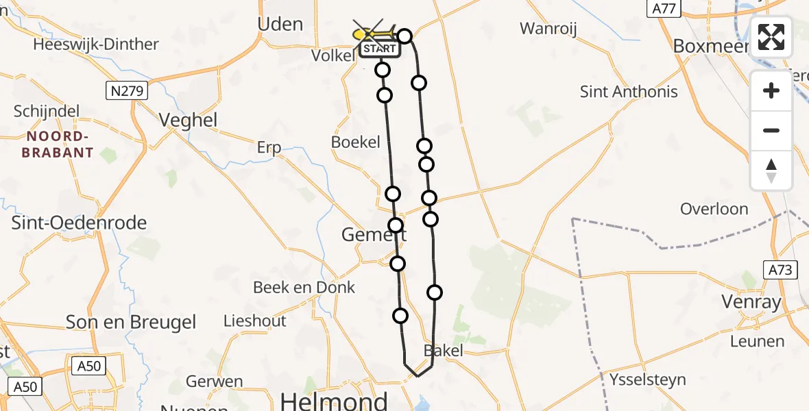 Routekaart van de vlucht: Lifeliner 3 naar Vliegbasis Volkel