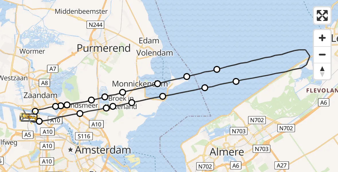 Vluchtroute Traumahelikopter Amsterdam Heliport - Amsterdam Heliport, 29 juli 2023, 02:49