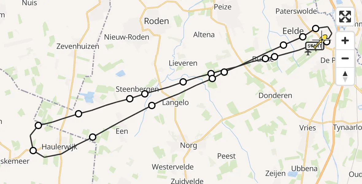 Routekaart van de vlucht: Lifeliner 4 naar Groningen Airport Eelde