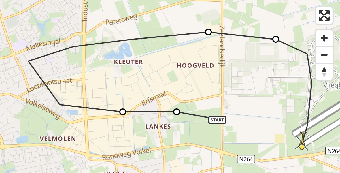 Routekaart van de vlucht: Lifeliner 3 naar Vliegbasis Volkel