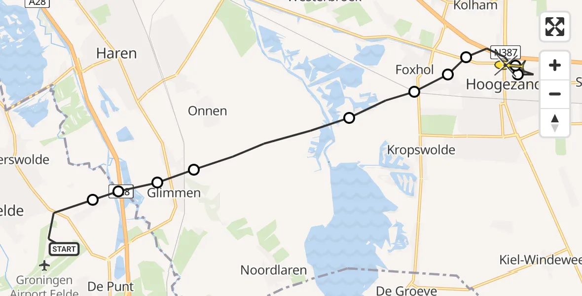Routekaart van de vlucht: Lifeliner 4 naar 