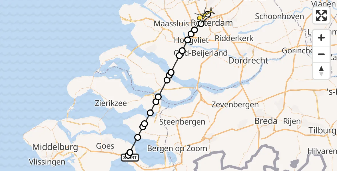 Routekaart van de vlucht: Lifeliner 2 naar Rotterdam The Hague Airport