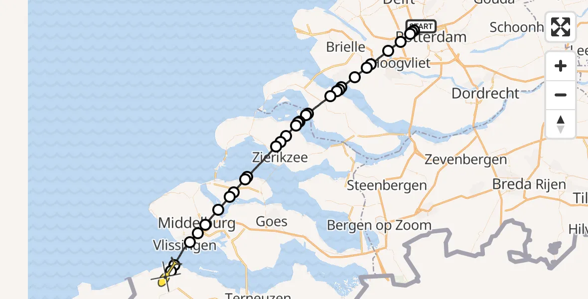 Routekaart van de vlucht: Lifeliner 2 naar Groede