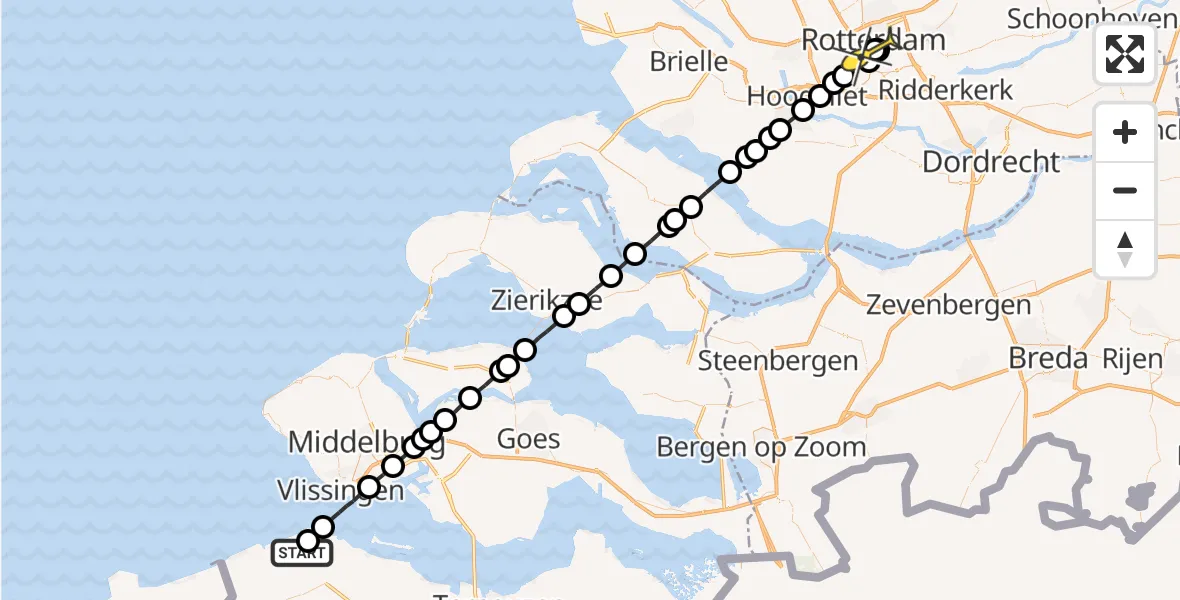 Routekaart van de vlucht: Lifeliner 2 naar Erasmus MC