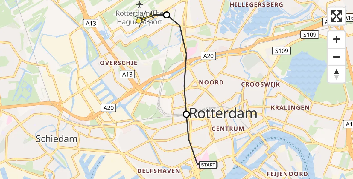 Routekaart van de vlucht: Lifeliner 2 naar Rotterdam The Hague Airport