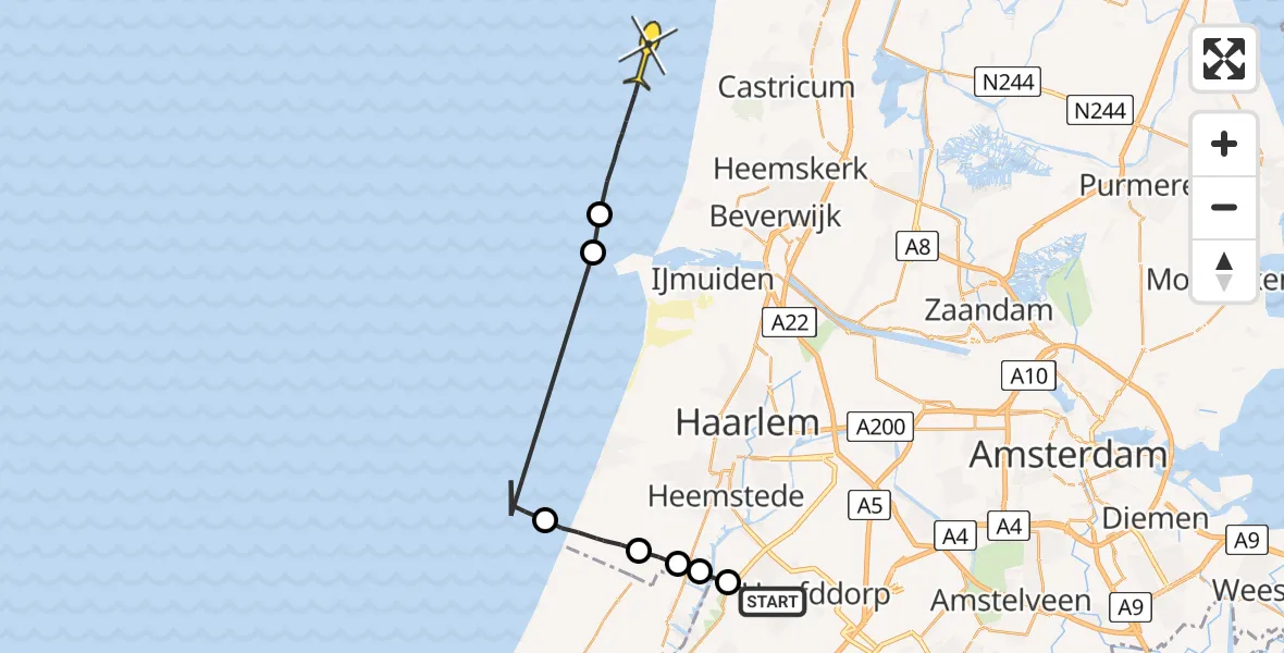 Routekaart van de vlucht: Politieheli naar 