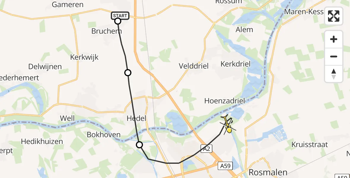 Routekaart van de vlucht: Lifeliner 3 naar 's-Hertogenbosch