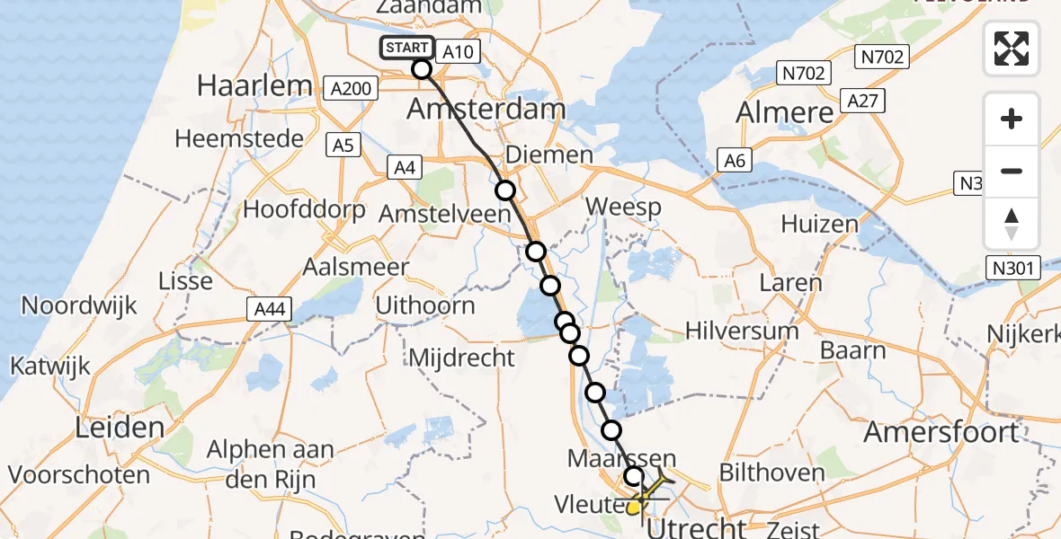 Routekaart van de vlucht: Lifeliner 1 naar Utrecht