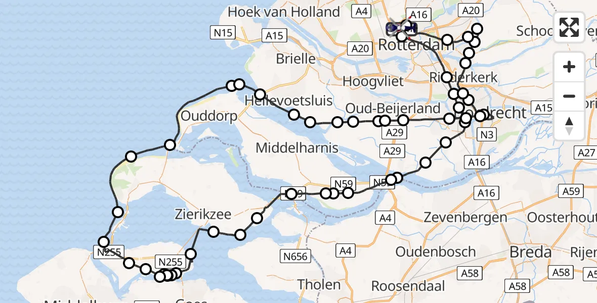Vluchtroute Politiehelikopter Rotterdam The Hague Airport - Rotterdam The Hague Airport, 30 juli 2023, 13:55