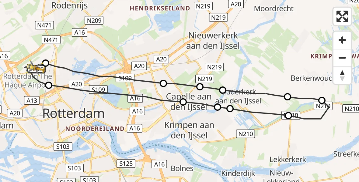 Vluchtroute Traumahelikopter Rotterdam The Hague Airport - Rotterdam The Hague Airport, 30 juli 2023, 15:11