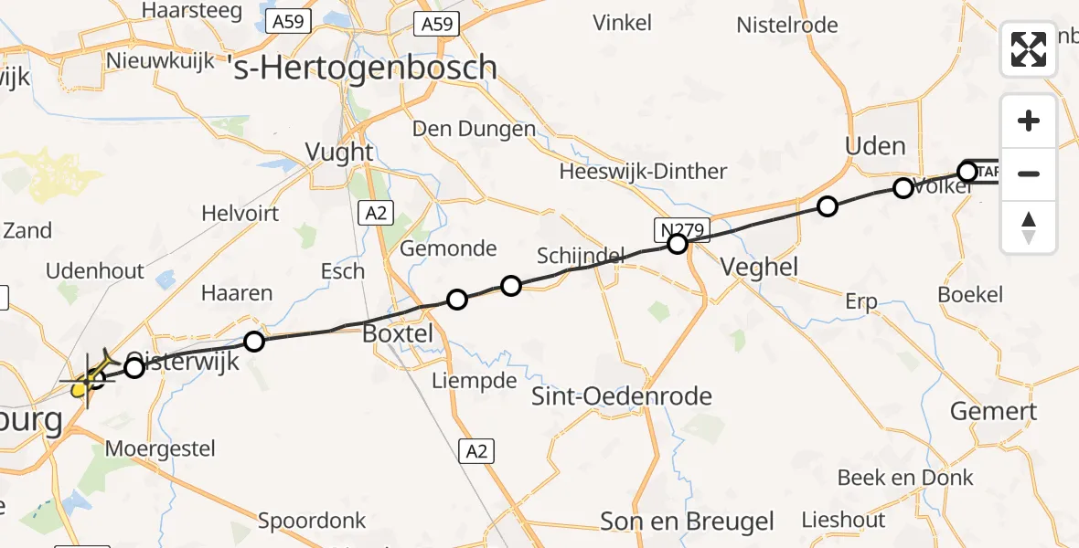 Routekaart van de vlucht: Lifeliner 3 naar Berkel-Enschot