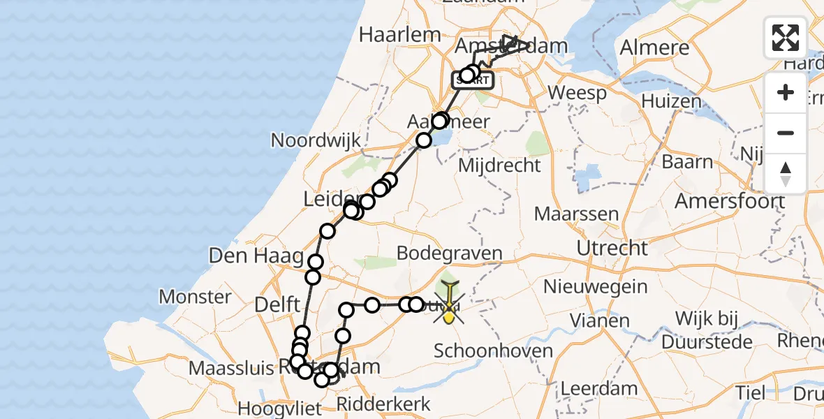 Routekaart van de vlucht: Politieheli naar Reeuwijk