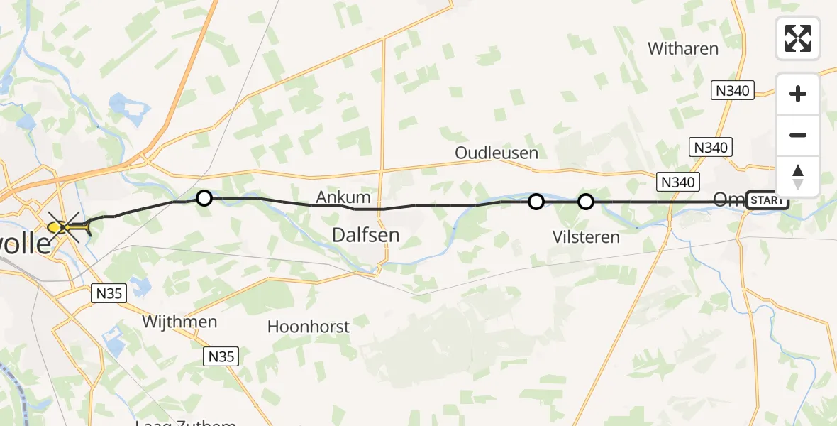 Routekaart van de vlucht: Lifeliner 4 naar Zwolle