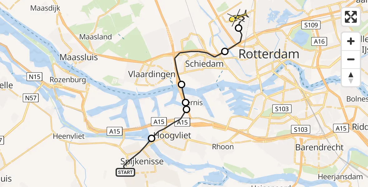 Routekaart van de vlucht: Lifeliner 2 naar Rotterdam The Hague Airport