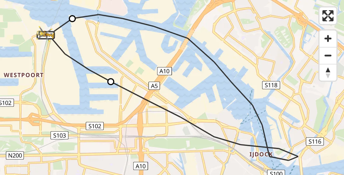 Vluchtroute Traumahelikopter Amsterdam Heliport - Amsterdam Heliport, 31 juli 2023, 14:57