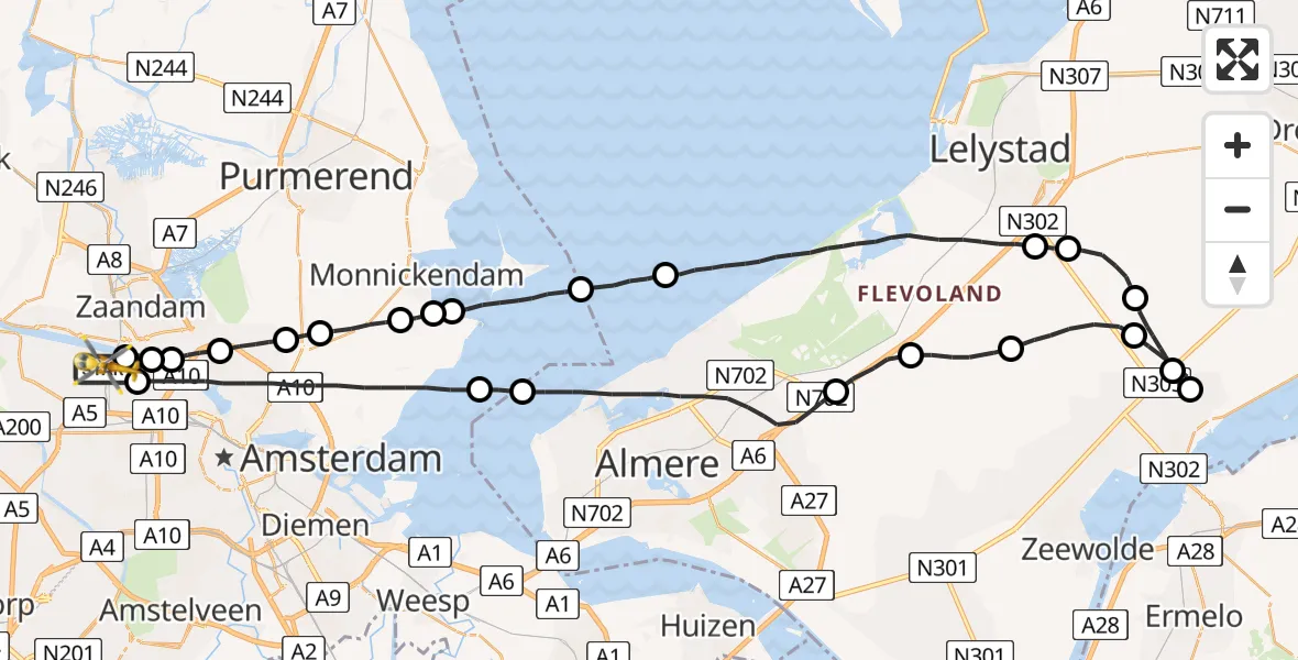 Vluchtroute Traumahelikopter Amsterdam Heliport - Amsterdam Heliport, 31 juli 2023, 16:21