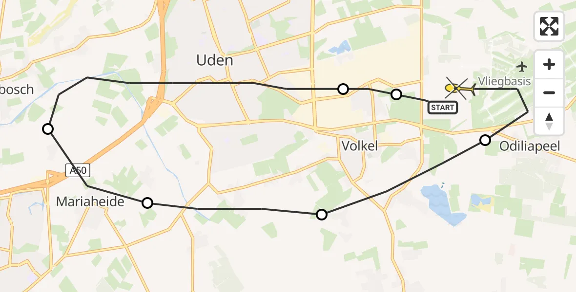 Routekaart van de vlucht: Lifeliner 3 naar Vliegbasis Volkel